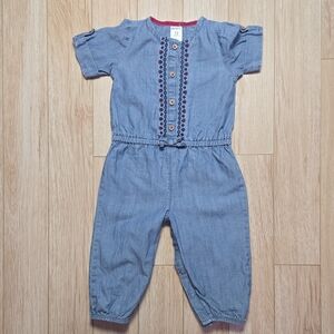 Carter's Blue Embroidered Kids Romper